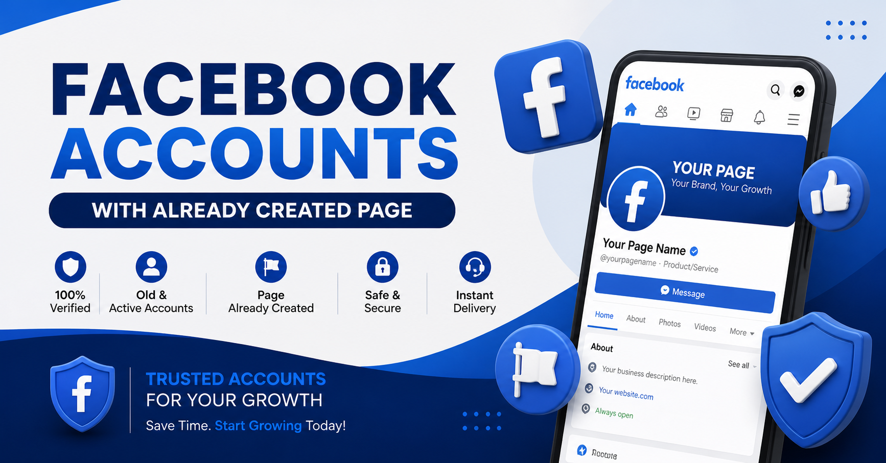Premium Facebook Accounts with Pre-Created Pages (Verified & Ready for Ads/Growth)